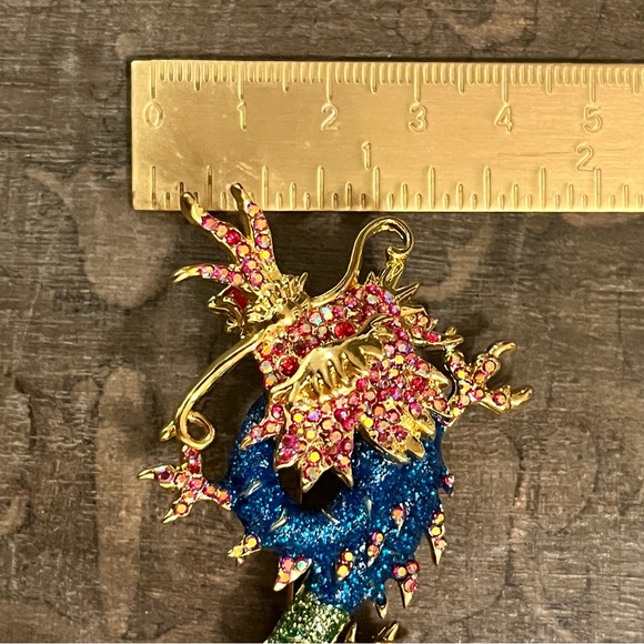 🐲 NEW Dragon Rhinestone Pin Brooch - Picture 6 of 8